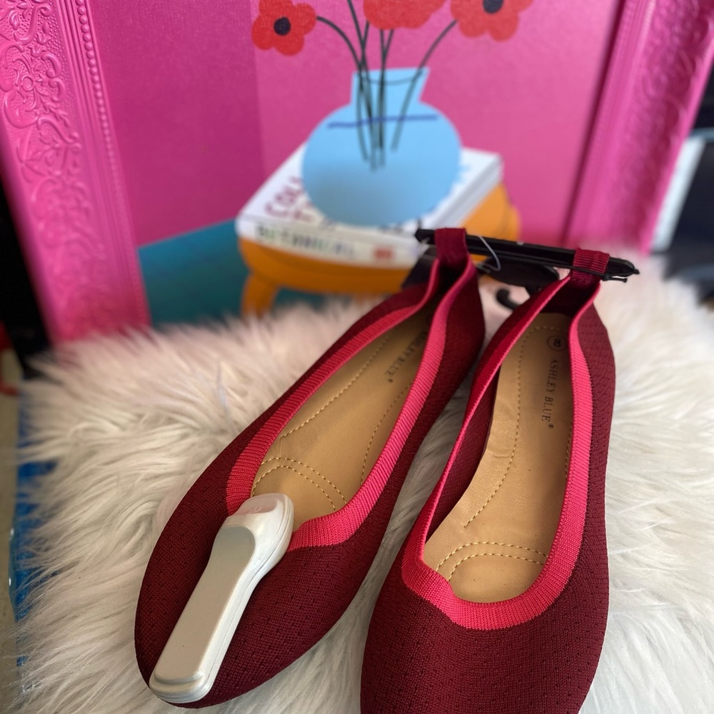 Women's Burgundy and Pink Flats